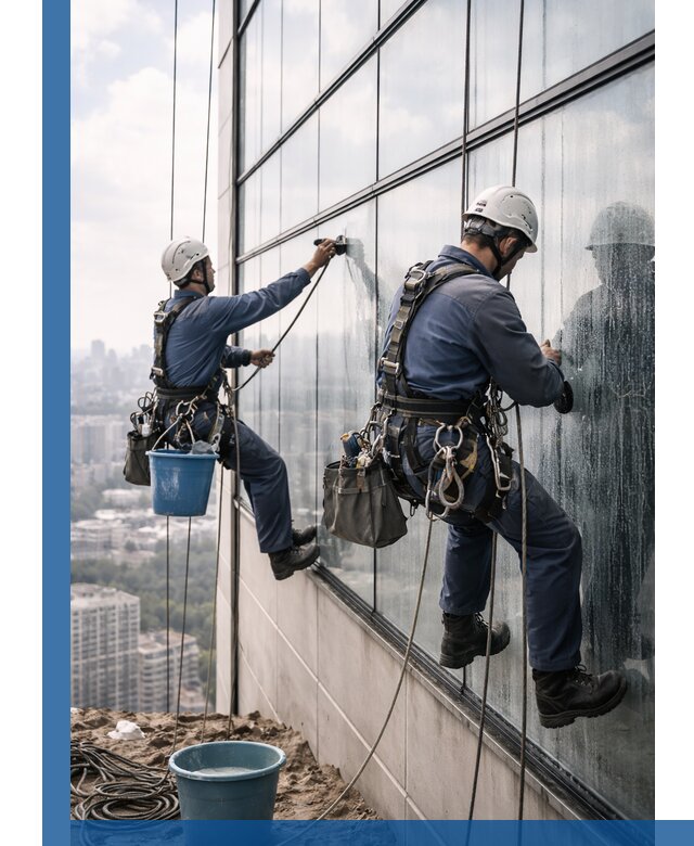 Профессиональная мойка фасадных окон альпинистами в Камышине