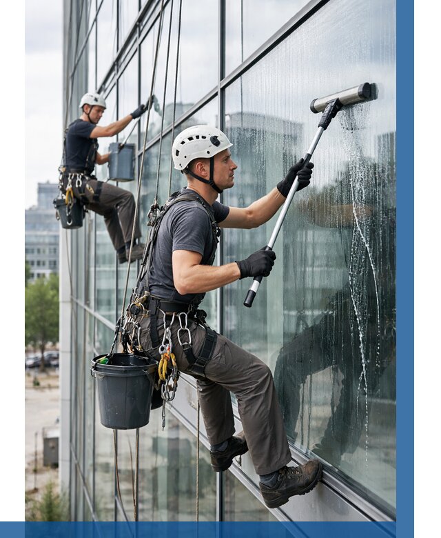 Мойка витражей альпинистами в Камышине от 719 р. под ключ|ВЫСОТНИК-Кмш