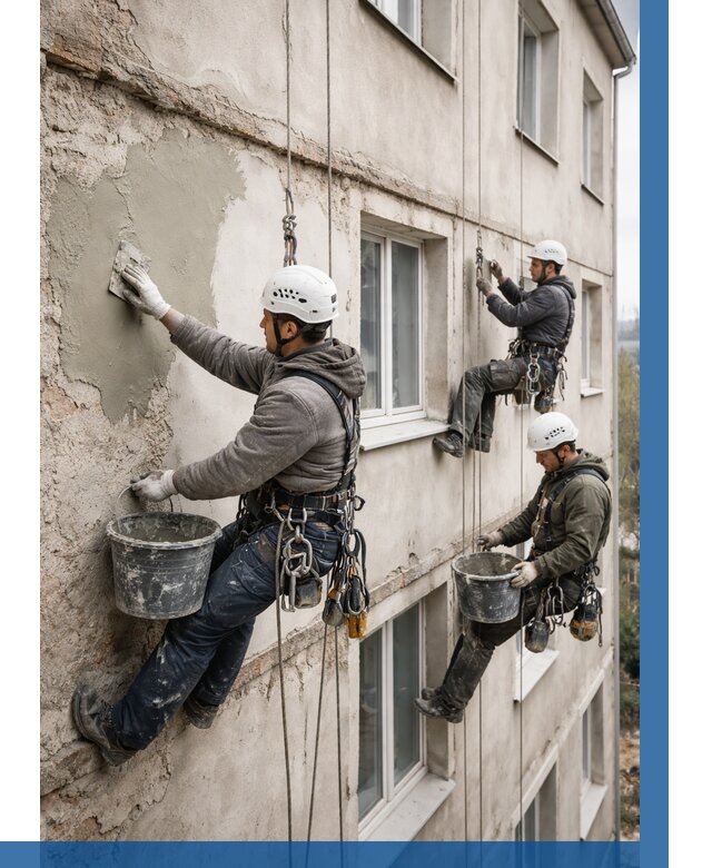 Ремонт штукатурного фасада в Камышине от 771 р. под ключ | ВЫСОТНИК-Кмш