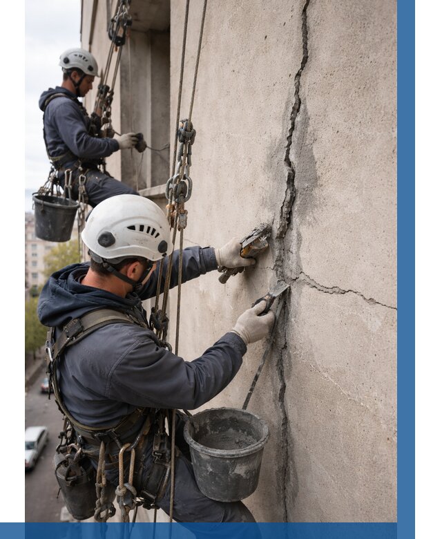 Заделка трещин на фасаде в Камышине от 925 р. | ВЫСОТНИК-Кмш