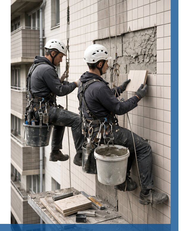 Ремонт облицовки фасада плиткой в Камышине от 1850 р. | ВЫСОТНИК-Кмш