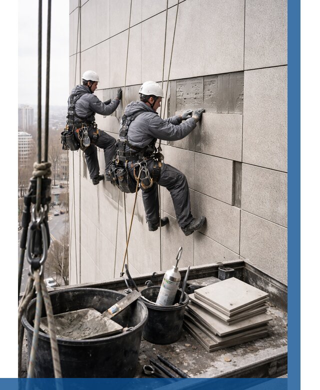 Ремонт фасада из керамогранита в Камышине от 2569 р. | ВЫСОТНИК-Кмш