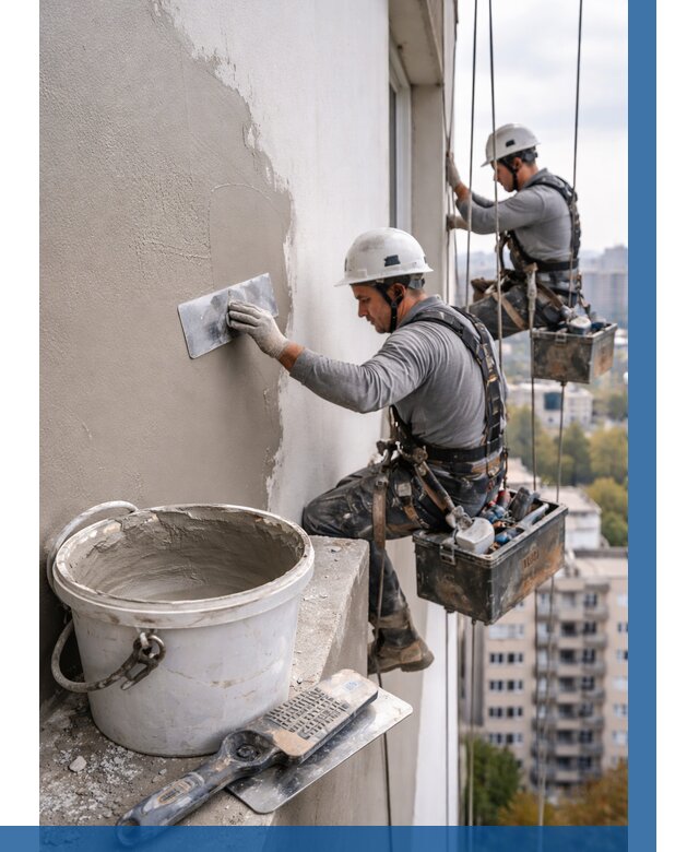 Шпаклевка фасада на высоте в Камышине от 719 р. | ВЫСОТНИК-Кмш