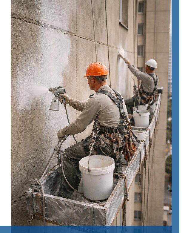 Грунтовка фасада на высоте в Камышине от 123 р. | ВЫСОТНИК-Кмш