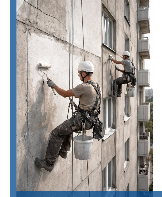 Покраска бетонного фасада в Камышине для жилых и промышленных объектов