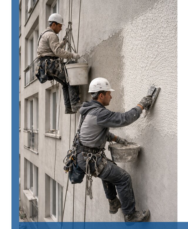 Нанесение декоративной штукатурки короед на фасад в Камышине