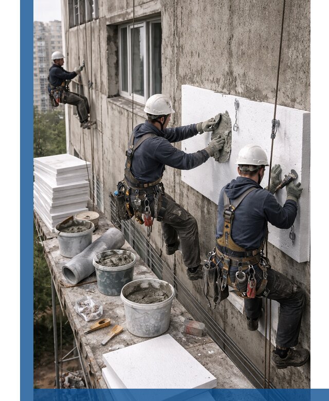 Утепление фасада пенополистиролом в Камышине под ключ