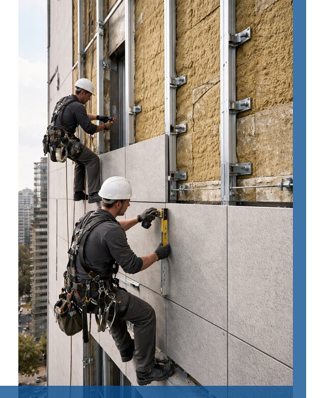 Монтаж вентилируемого фасада в Камышине от 3597 р. | ВЫСОТНИК-Кмш