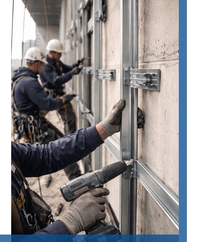 Монтаж подсистемы вентфасада в Камышине от 873 р. | ВЫСОТНИК-Кмш