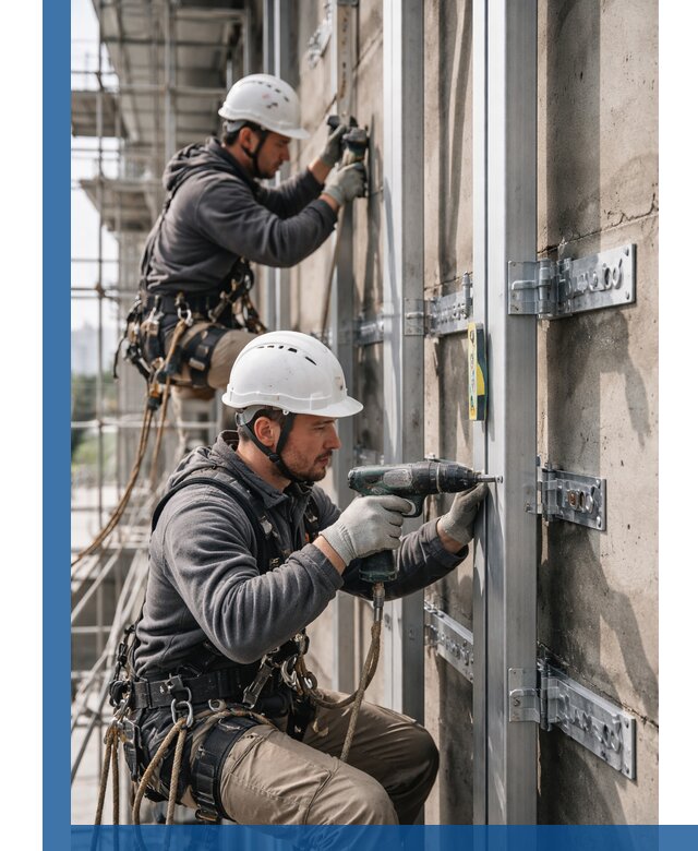 Монтаж и крепление подсистемы вентфасада в Камышине