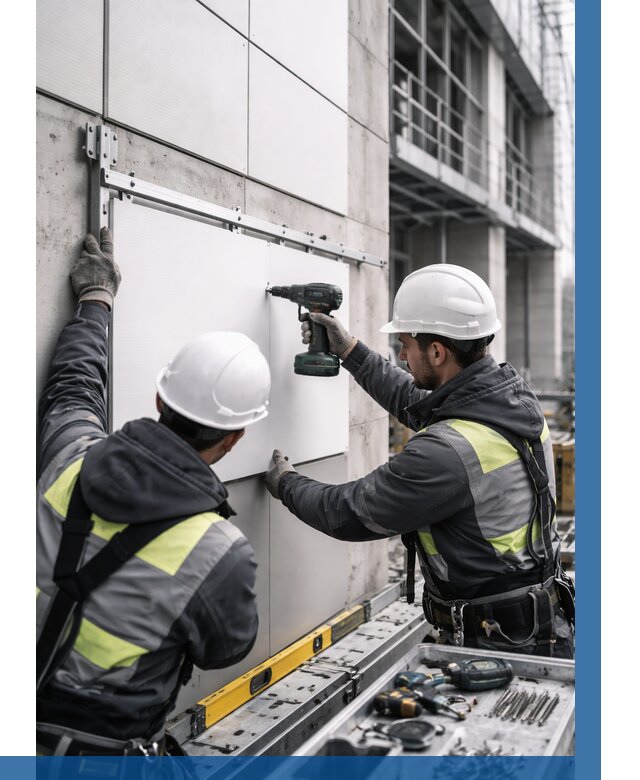 Монтаж композитных панелей фасада в Камышине от 2569 р. | ВЫСОТНИК-Кмш