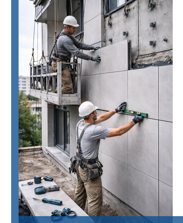 Монтаж керамогранита на фасад в Камышине под ключ с гарантией качества