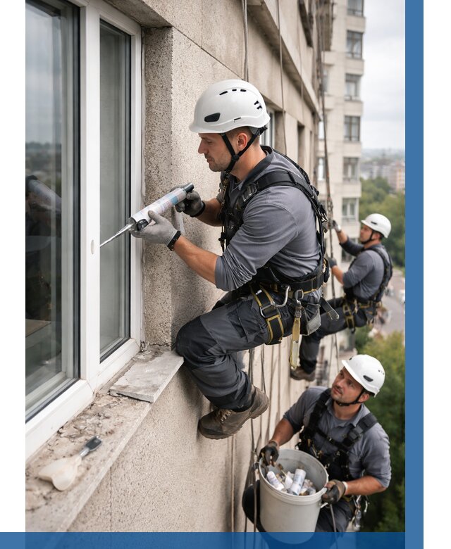 Герметизация оконных швов снаружи в Камышине от 1541 р. | ВЫСОТНИК-Кмш