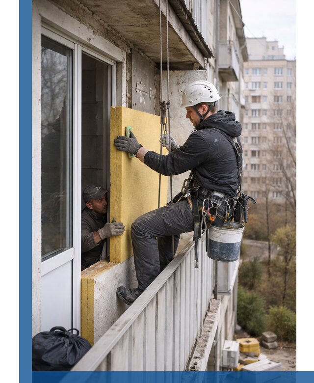 Профессиональное утепление балкона снаружи в Камышине под ключ