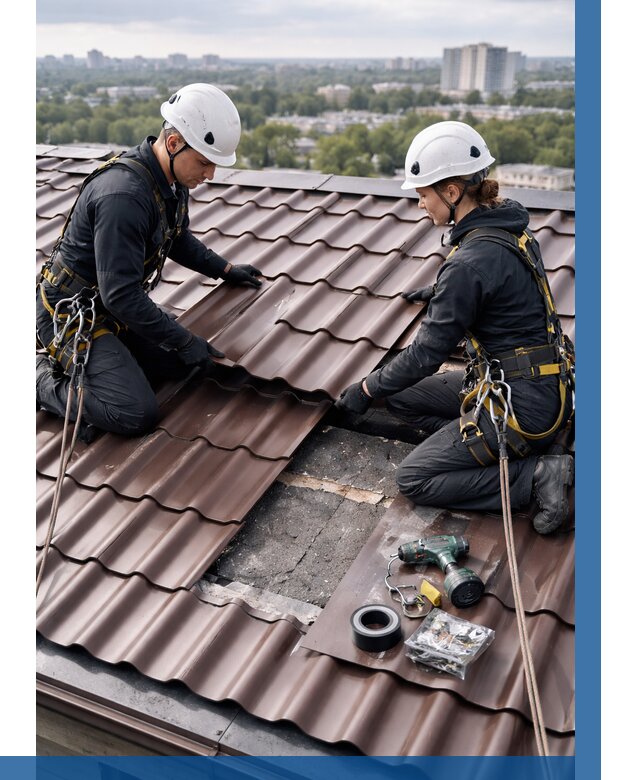 Ремонт металлочерепицы на крыше в Камышине от 925 р. | ВЫСОТНИК-Кмш