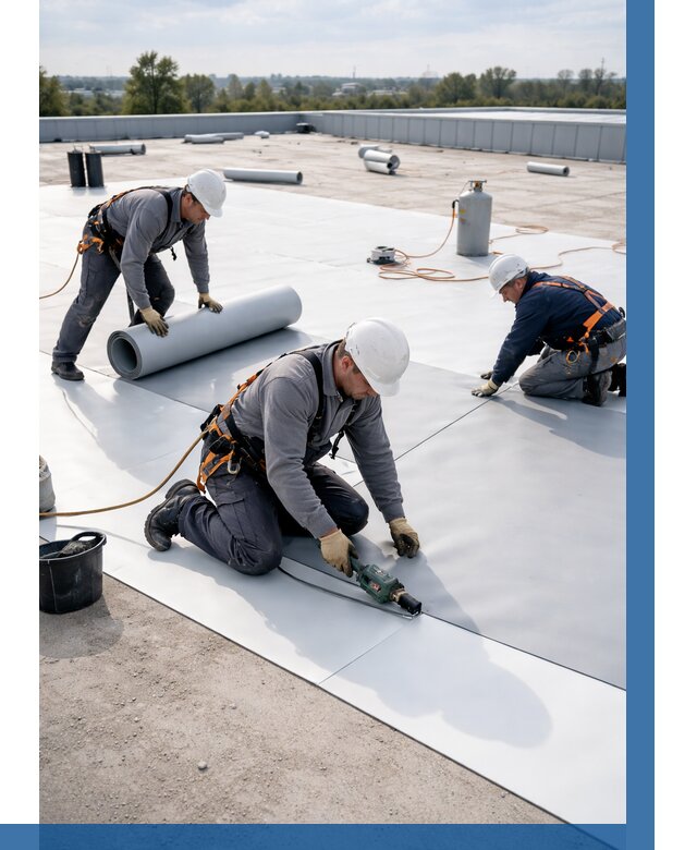 Монтаж мембранной кровли под ключ в Камышине от 1233 р. | ВЫСОТНИК-Кмш