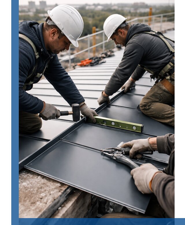 Монтаж фальцевой кровли в Камышине для промышленных зданий