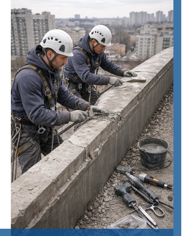 Ремонт парапета на кровле в Камышине от 1541 р. | ВЫСОТНИК-Кмш