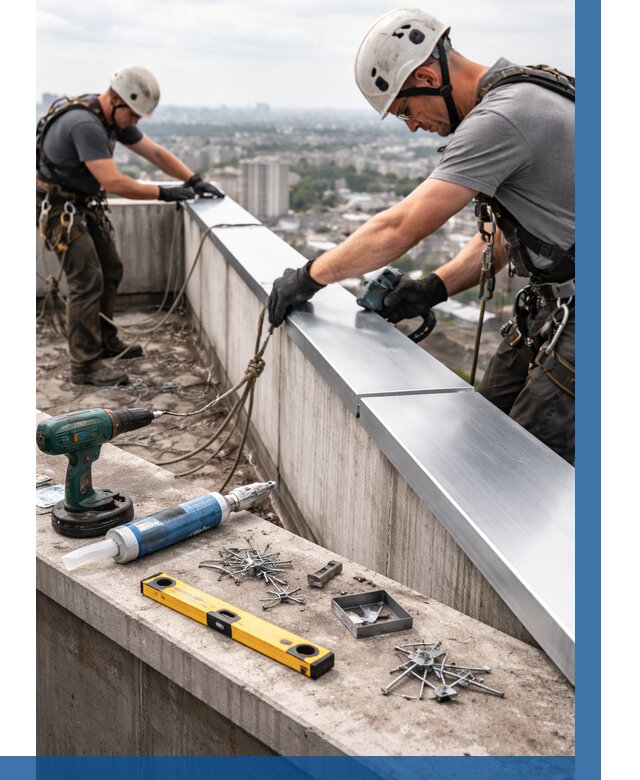 Монтаж парапетных крышек в Камышине от 822 р. | ВЫСОТНИК-Кмш