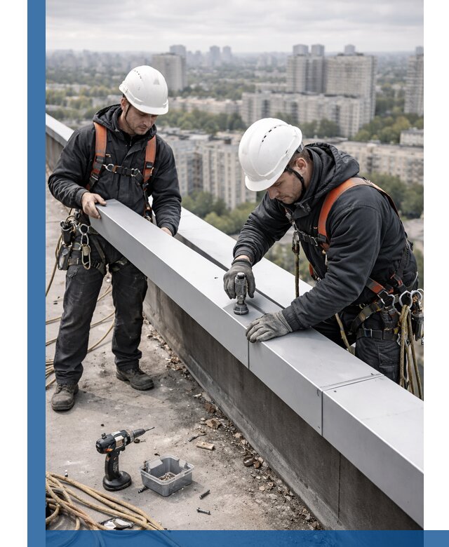 Монтаж парапетных крышек и ограждений кровли в Камышине