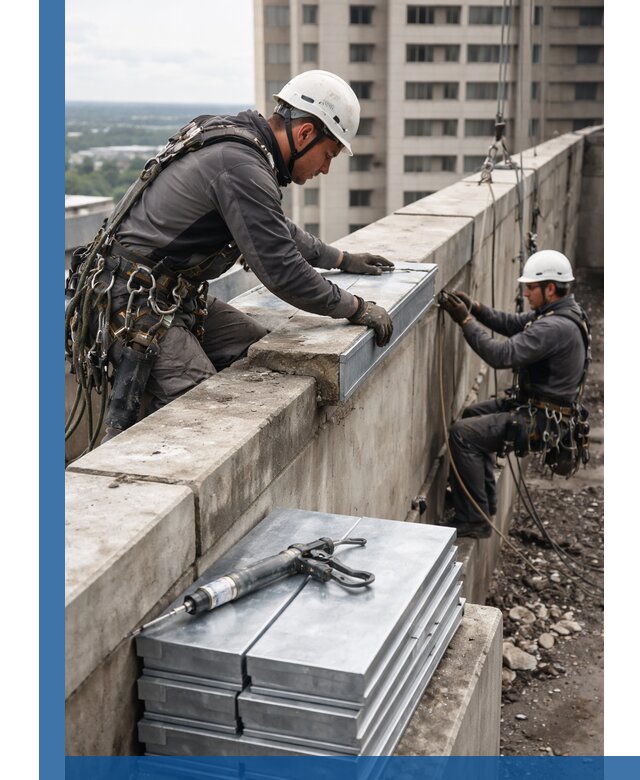 Замена парапетных крышек и установка новых в Камышине