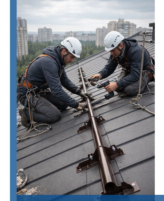 Монтаж снегозадержателей на кровле зданий в Камышине под ключ