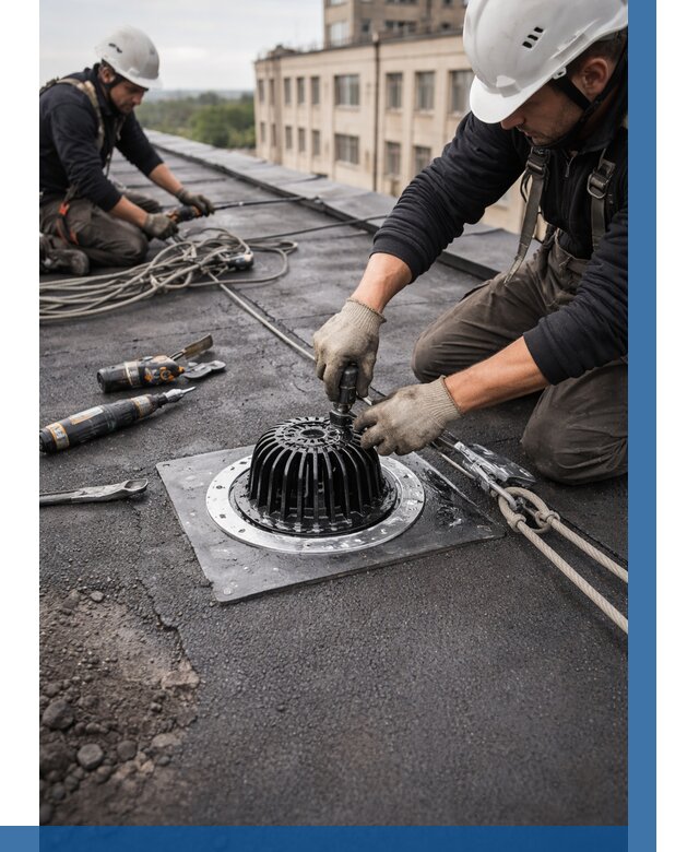 Установка водосточных воронок в Камышине цена от 3597 р. | ВЫСОТНИК-Кмш