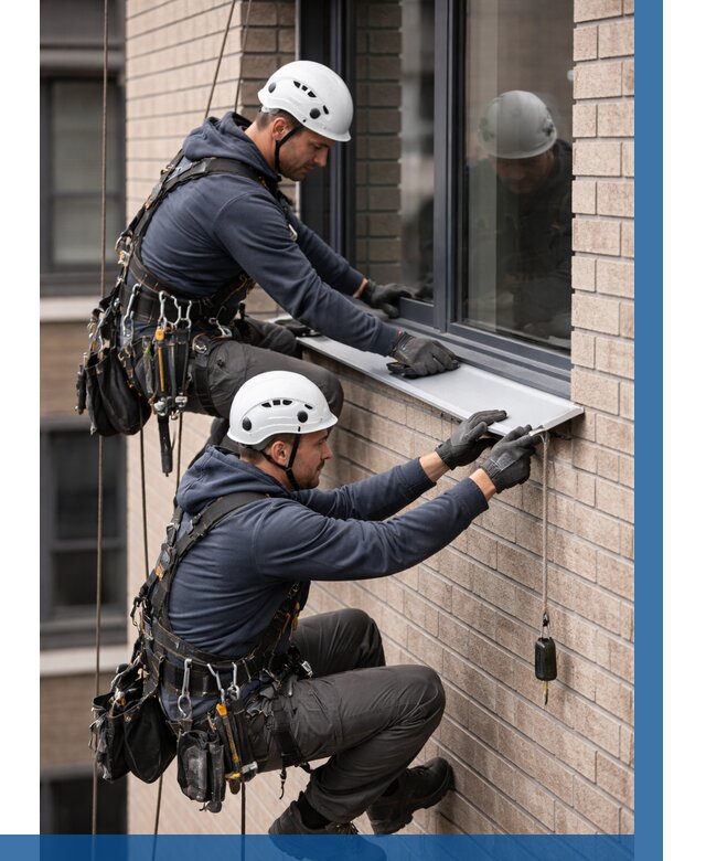 Монтаж оконных отливов под ключ в Камышине от 3597 р. | ВЫСОТНИК-Кмш