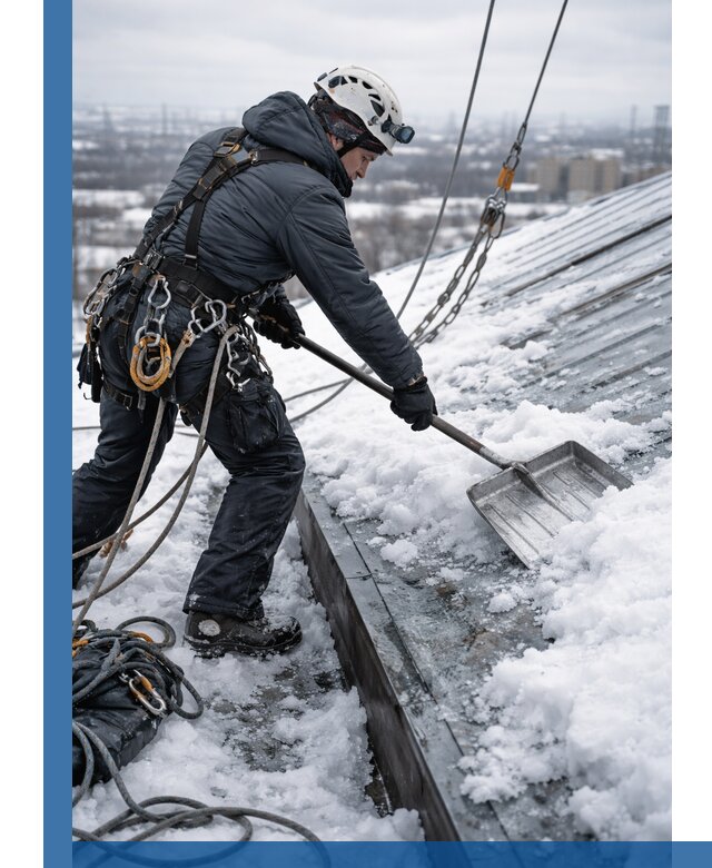 Профессиональная очистка кровли от снега и наледи в Камышине