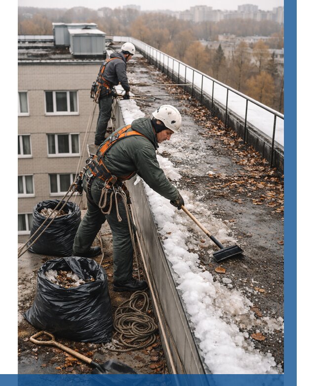 Очистка кровли по периметру в Камышине от 565 р. | ВЫСОТНИК-Кмш