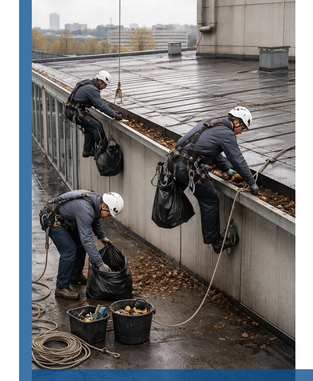 Очистка кровли по периметру в Камышине силами промышленных альпинистов