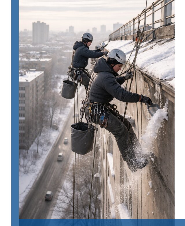 Очистка карнизов от снега в Камышине профессионально и безопасно