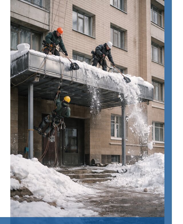 Очистка козырьков от снега в Камышине от 3597 р. | ВЫСОТНИК-Кмш