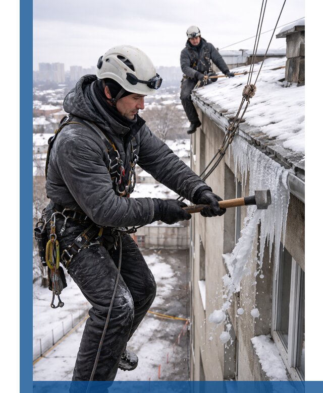 Сбивание и удаление сосулек с крыши в Камышине безопасно