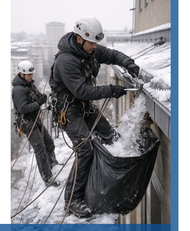 Аварийная очистка крыши в Камышине под ключ от 308 р. | ВЫСОТНИК-Кмш