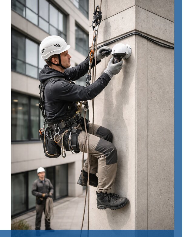 Монтаж камер видеонаблюдения на фасаде в Камышине от 8735 р.-ВЫСОТНИК-Кмш