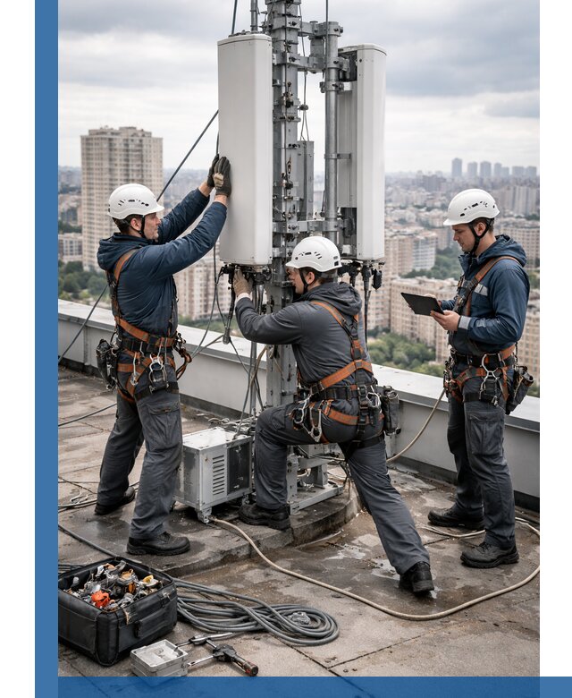 Монтаж антенн связи на крыше в Камышине с вводом в эксплуатацию