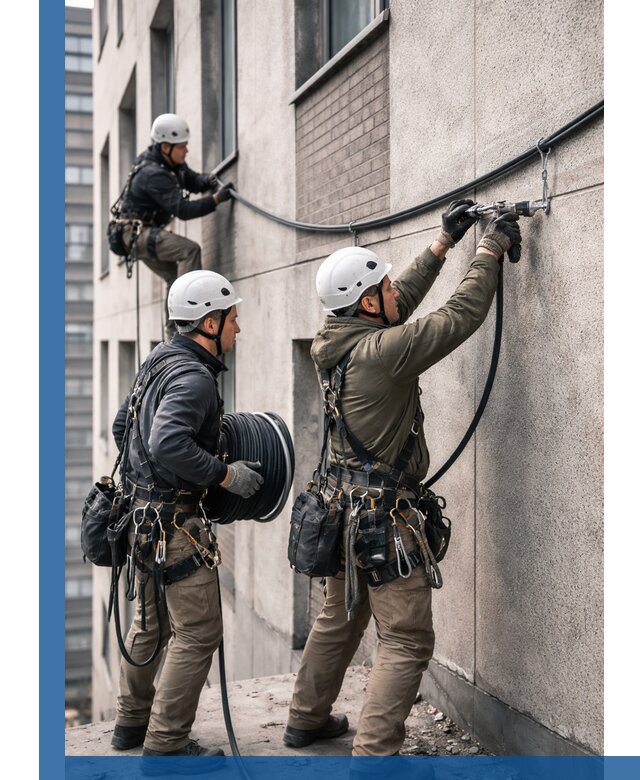 Прокладка кабеля по фасаду в Камышине, профессиональный монтаж