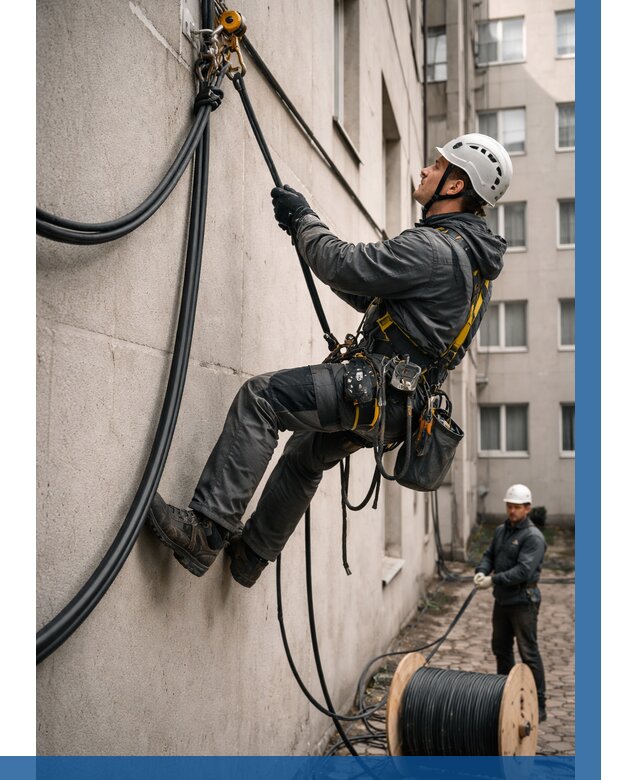 Протяжка кабеля питания на высоте в Камышине от 462 р. | ВЫСОТНИК-Кмш