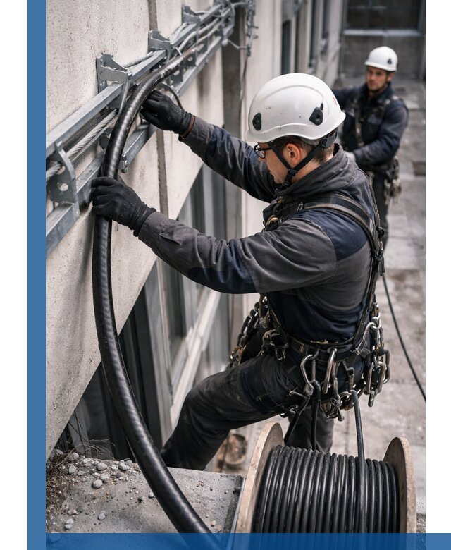 Протяжка кабеля питания на высоте в Камышине с гарантией безопасности и качества