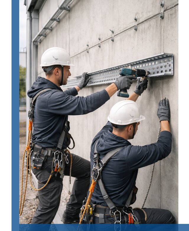 Монтаж кабельных лотков на фасаде зданий в Камышине с гарантией