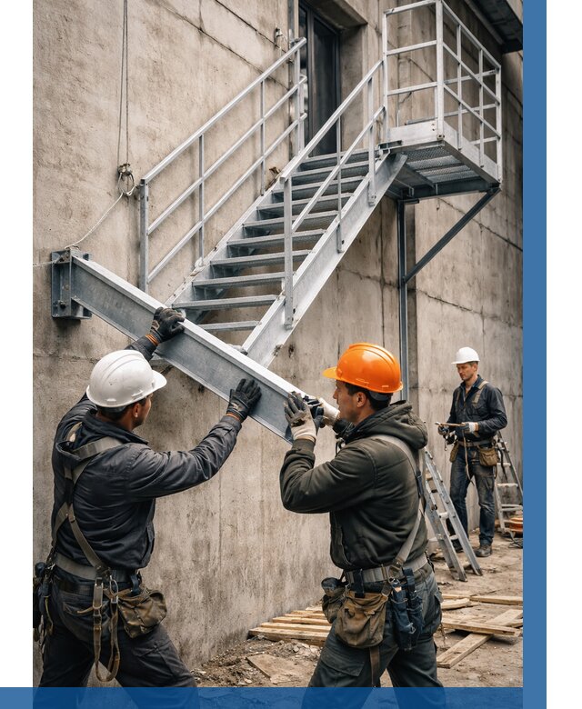 Монтаж металлических лестниц в Камышине от 15414 р. | ВЫСОТНИК-Кмш