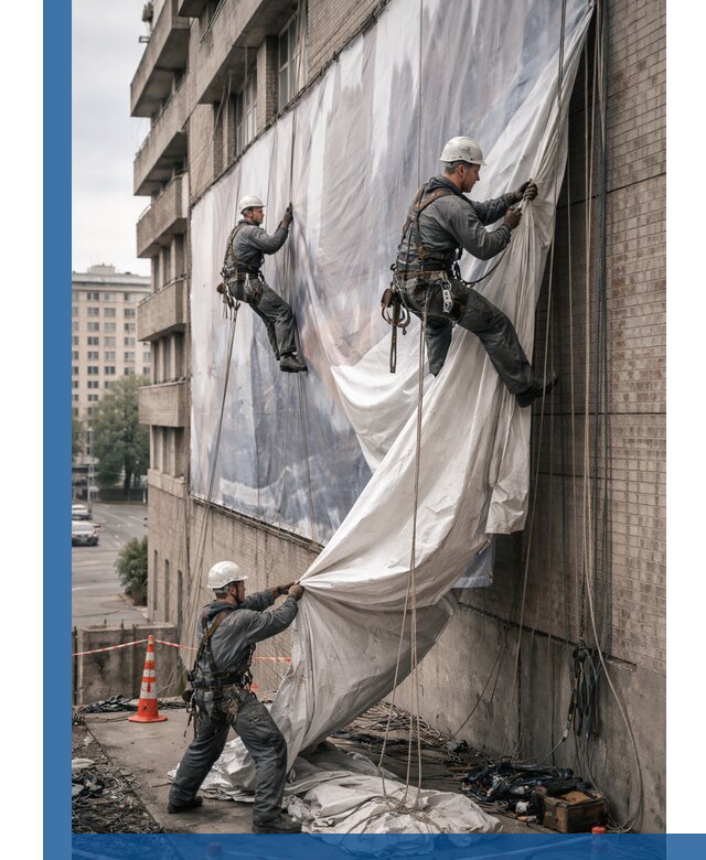 Демонтаж баннеров с фасада в Камышине оперативно и безопасно