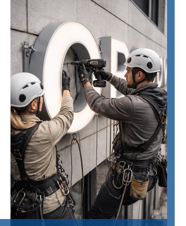 Монтаж световых букв в Камышине от 3083 р. под ключ ВЫСОТНИК-Кмш