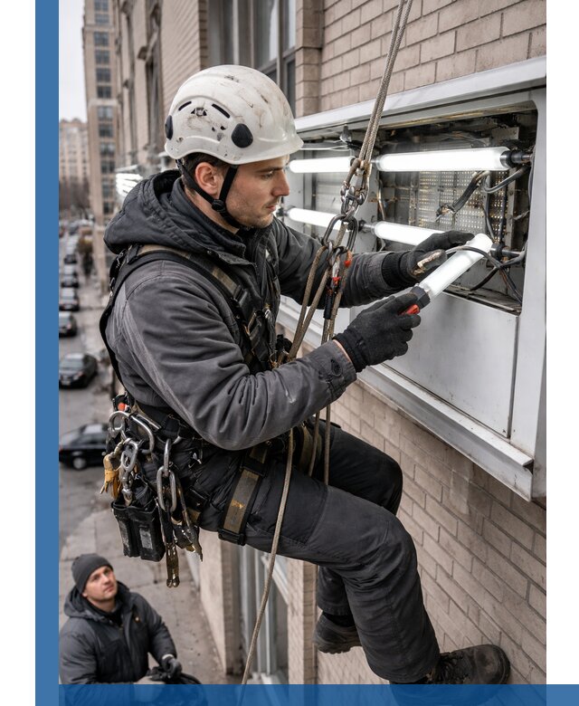 Профессиональная замена ламп в наружной вывеске в Камышине