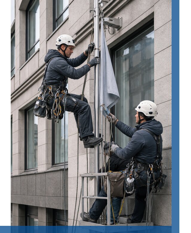 Установка флагов на фасаде в Камышине от 4624 р. | ВЫСОТНИК-Кмш