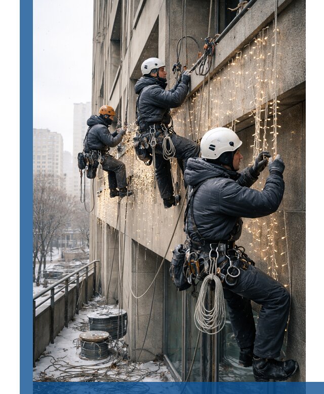 Монтаж новогодней иллюминации и украшение фасадов в Камышине