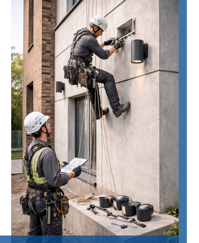 Монтаж фасадного освещения в Камышине от 2569 р. | ВЫСОТНИК-Кмш