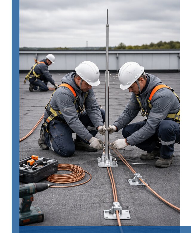 Монтаж молниезащиты на кровле в Камышине под ключ с гарантией