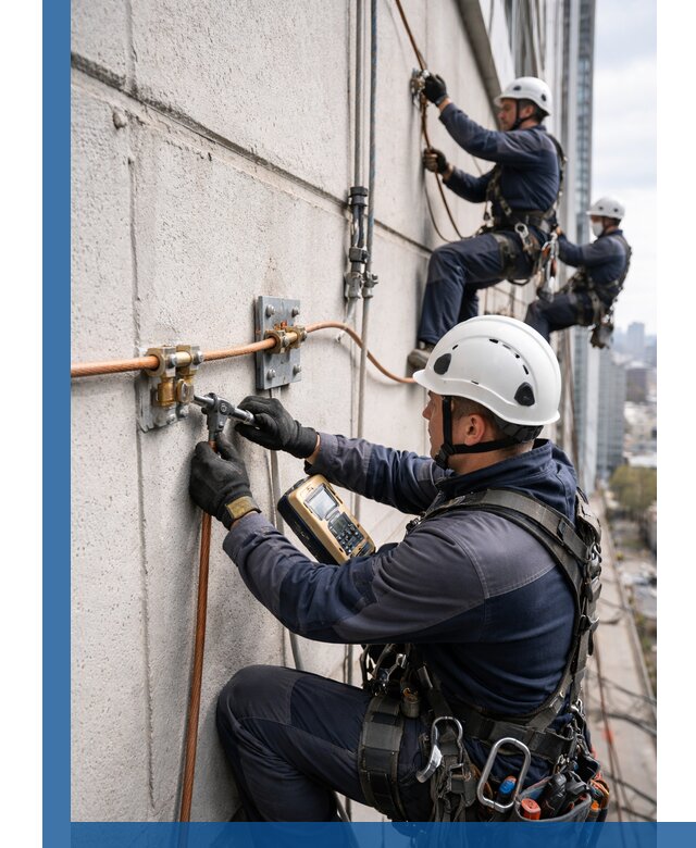 Монтаж системы заземления здания и молниезащиты в Камышине